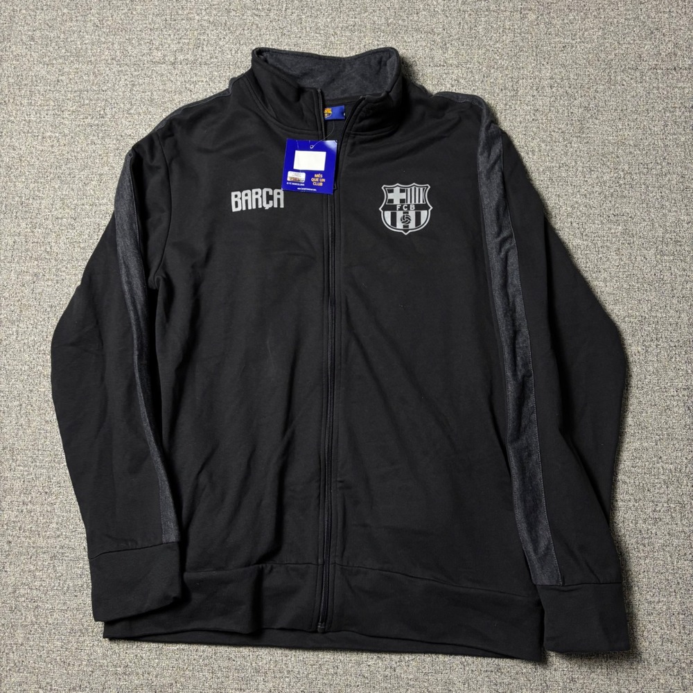 FC Barcelona Track Jacket Mens Medium Black Barca Soccer Full Zip Sportswear